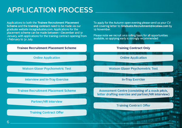 Design and print for a graduate recruitment brochure for a law firm